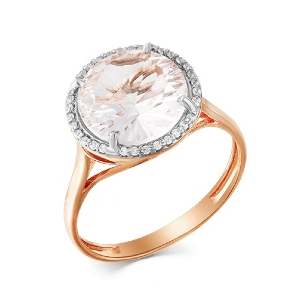 Кольцо из красного золота с топазом и фианитами