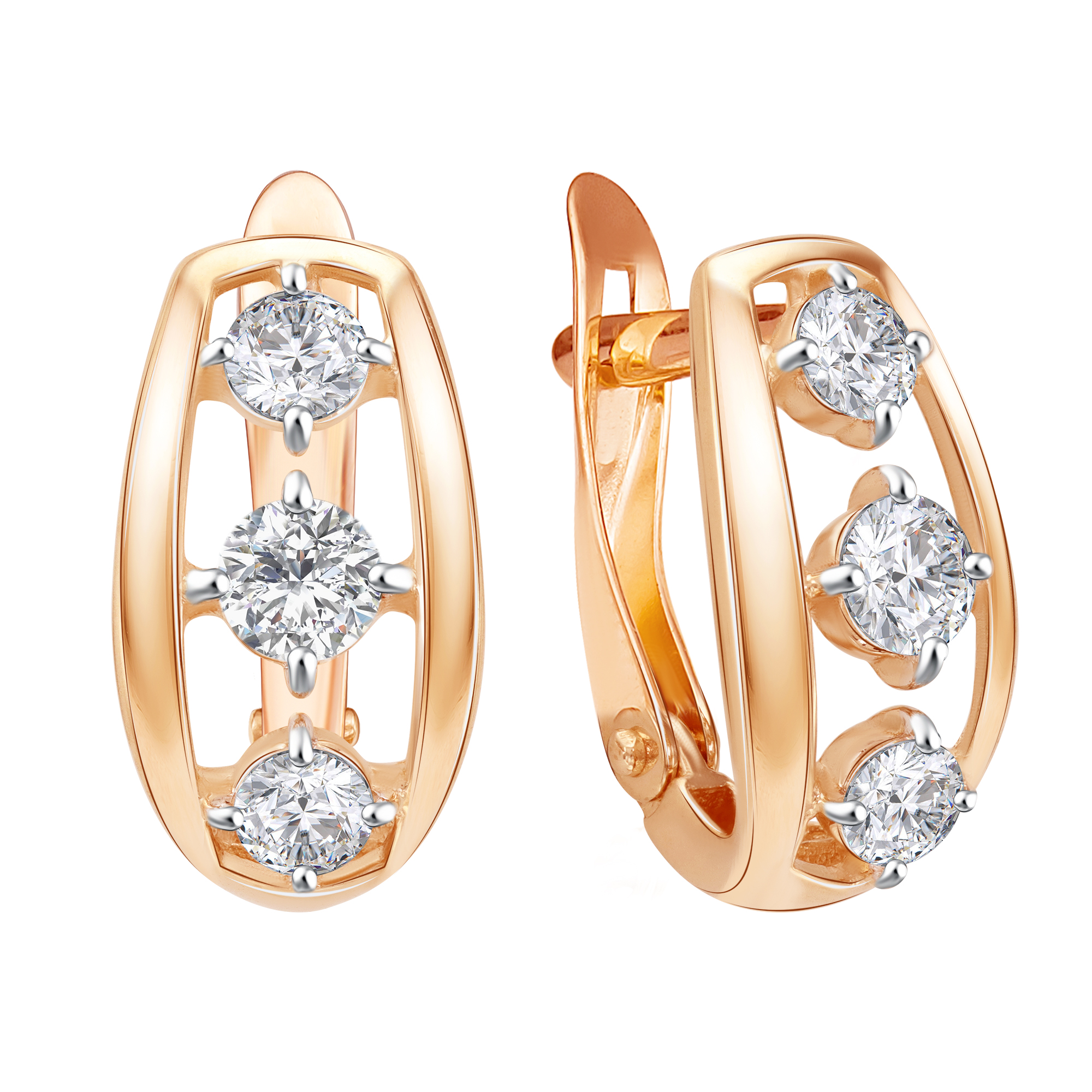 Серьги из красного золота с фианитами