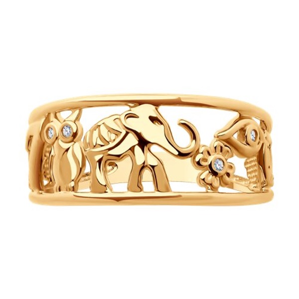 Кольцо из красного золота с фианитами