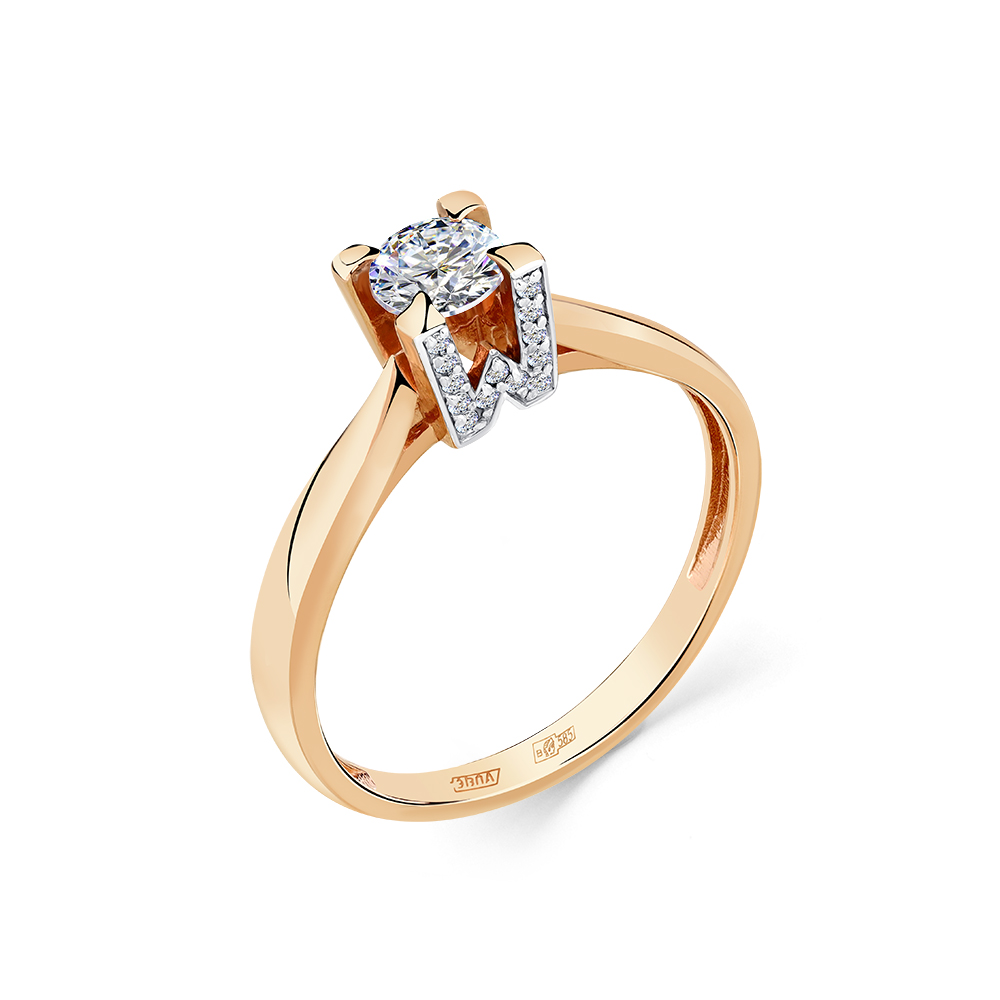 Кольцо из красного золота с фианитами