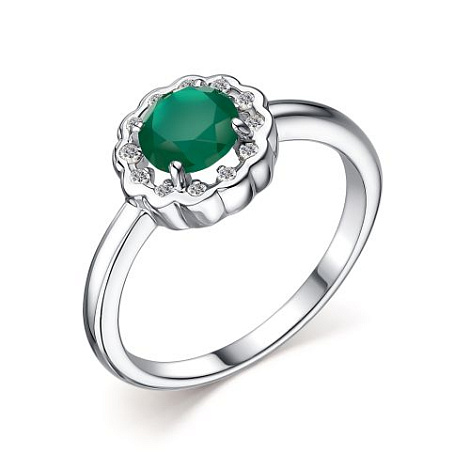 Кольцо из серебра с агатом и фианитами