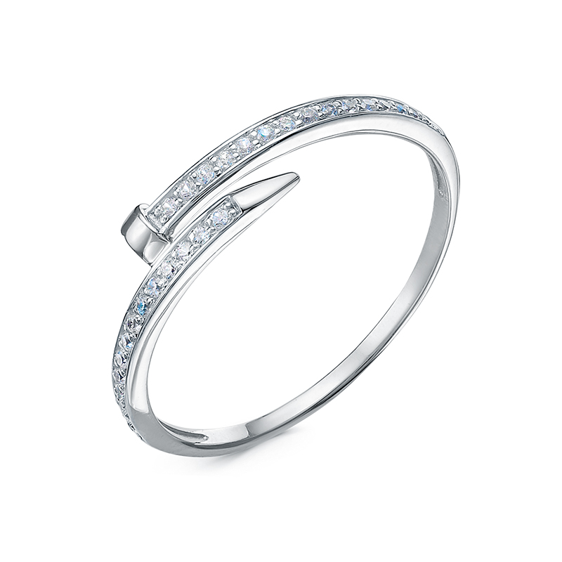 Кольцо из белого золота с фианитами