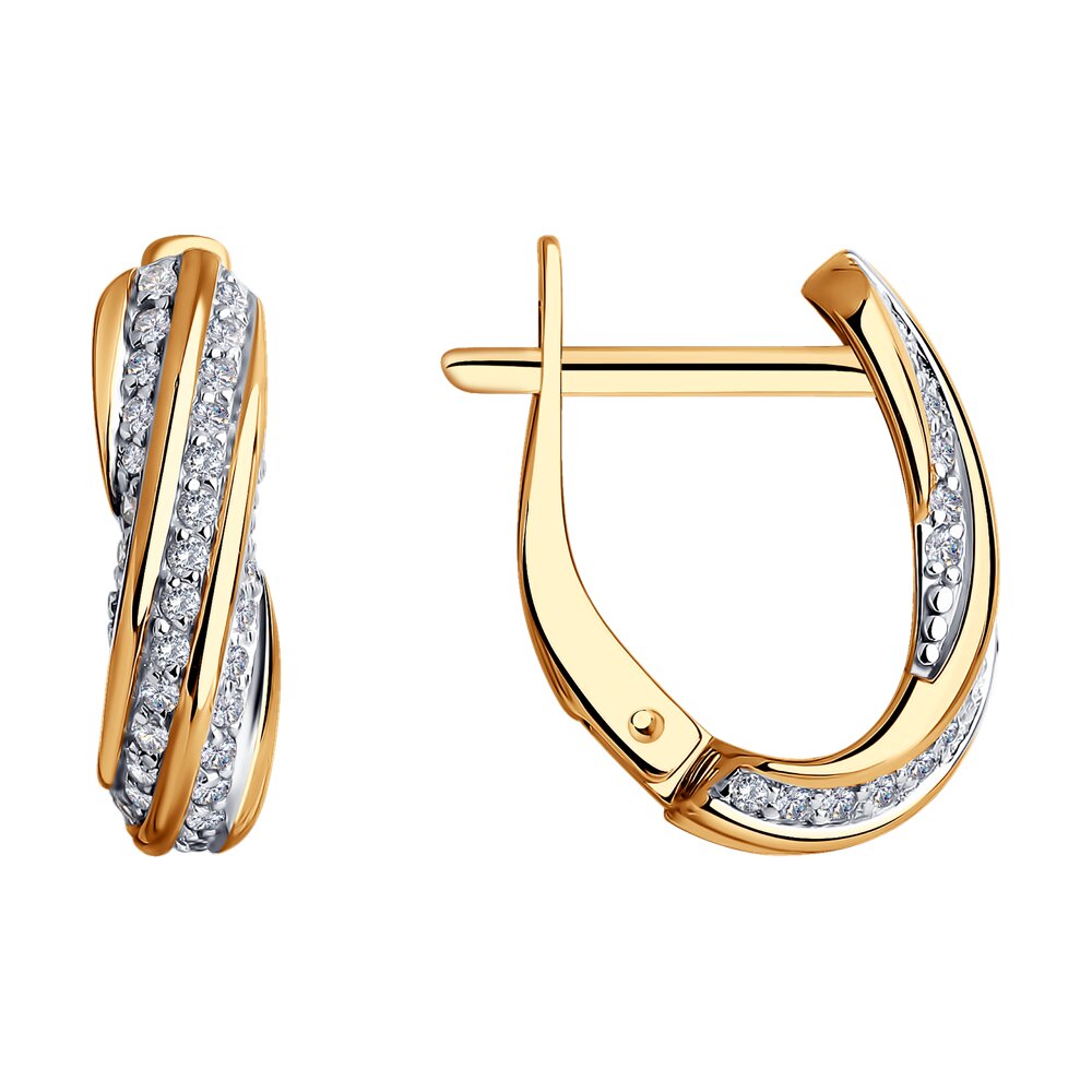 Серьги из красного золота с фианитами