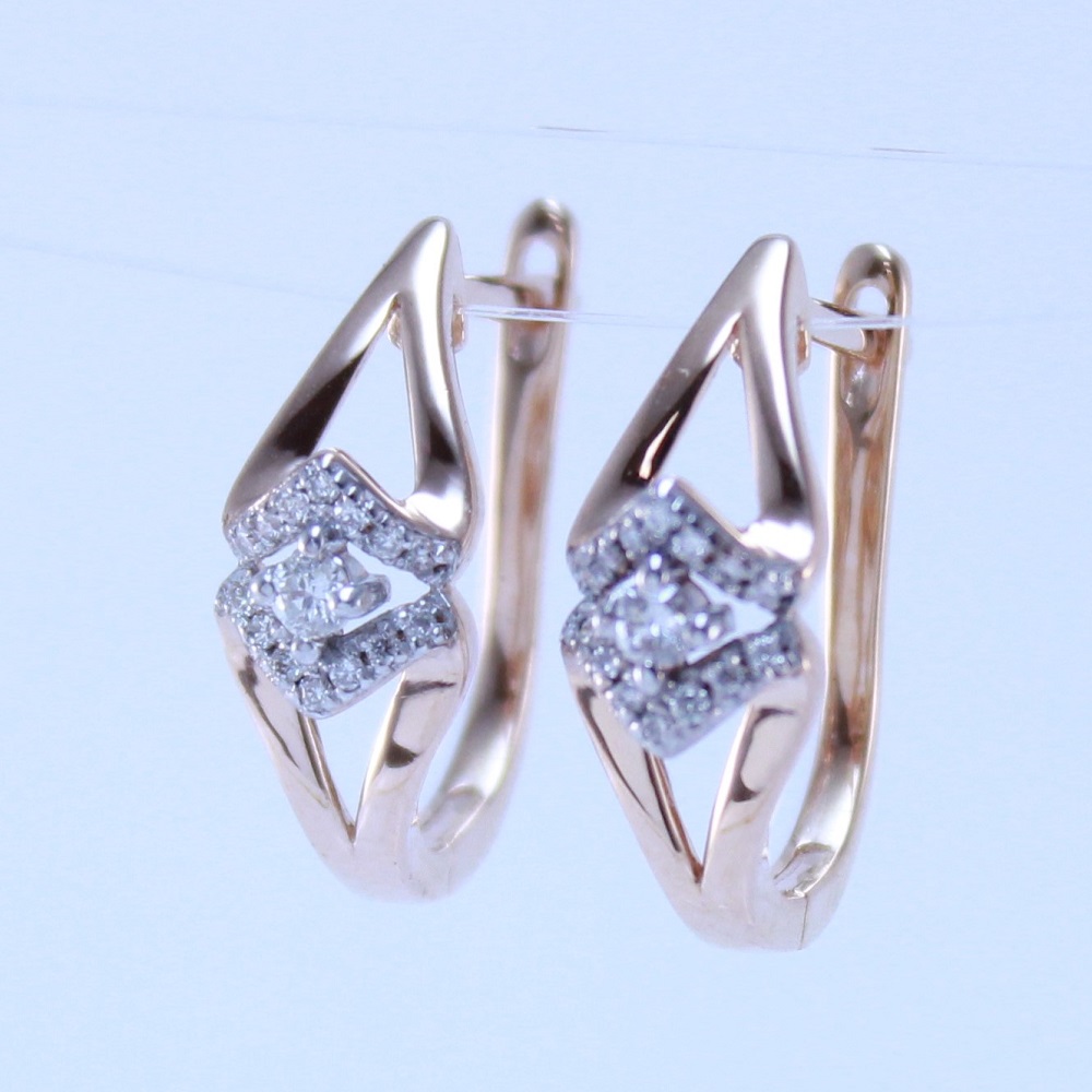 Серьги из красного золота с бриллиантами