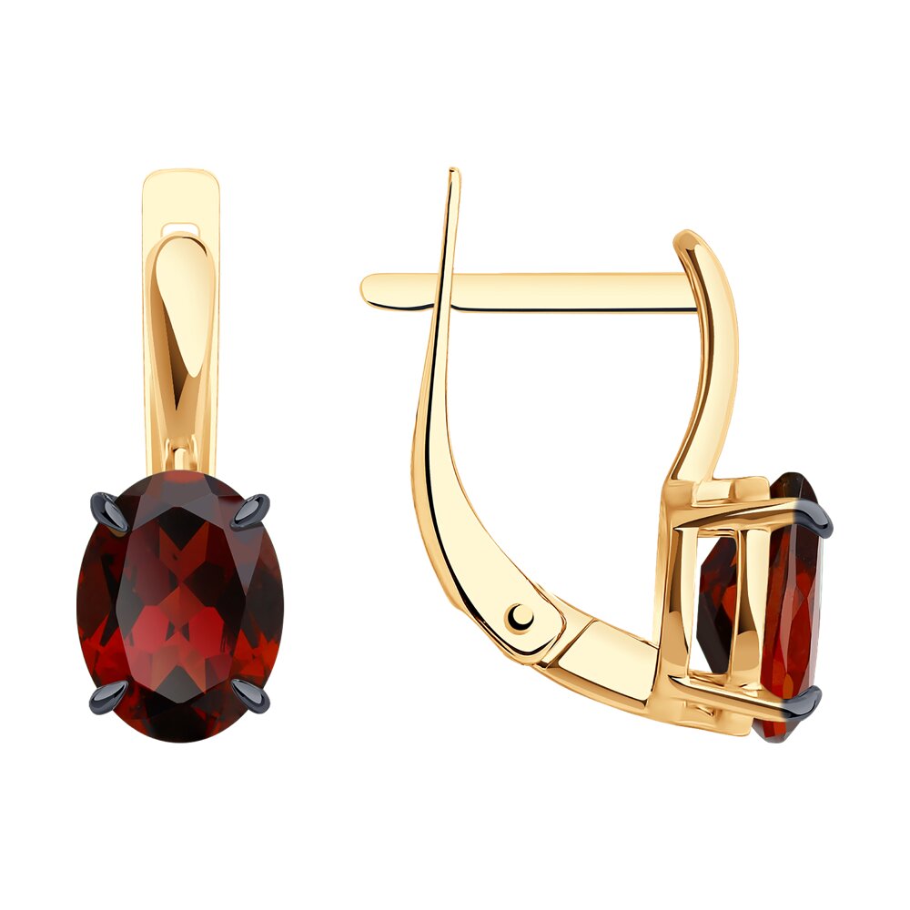 Серьги из красного золота с гранатами