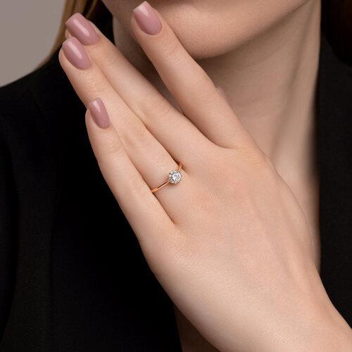 Кольцо из красного золота с фианитами