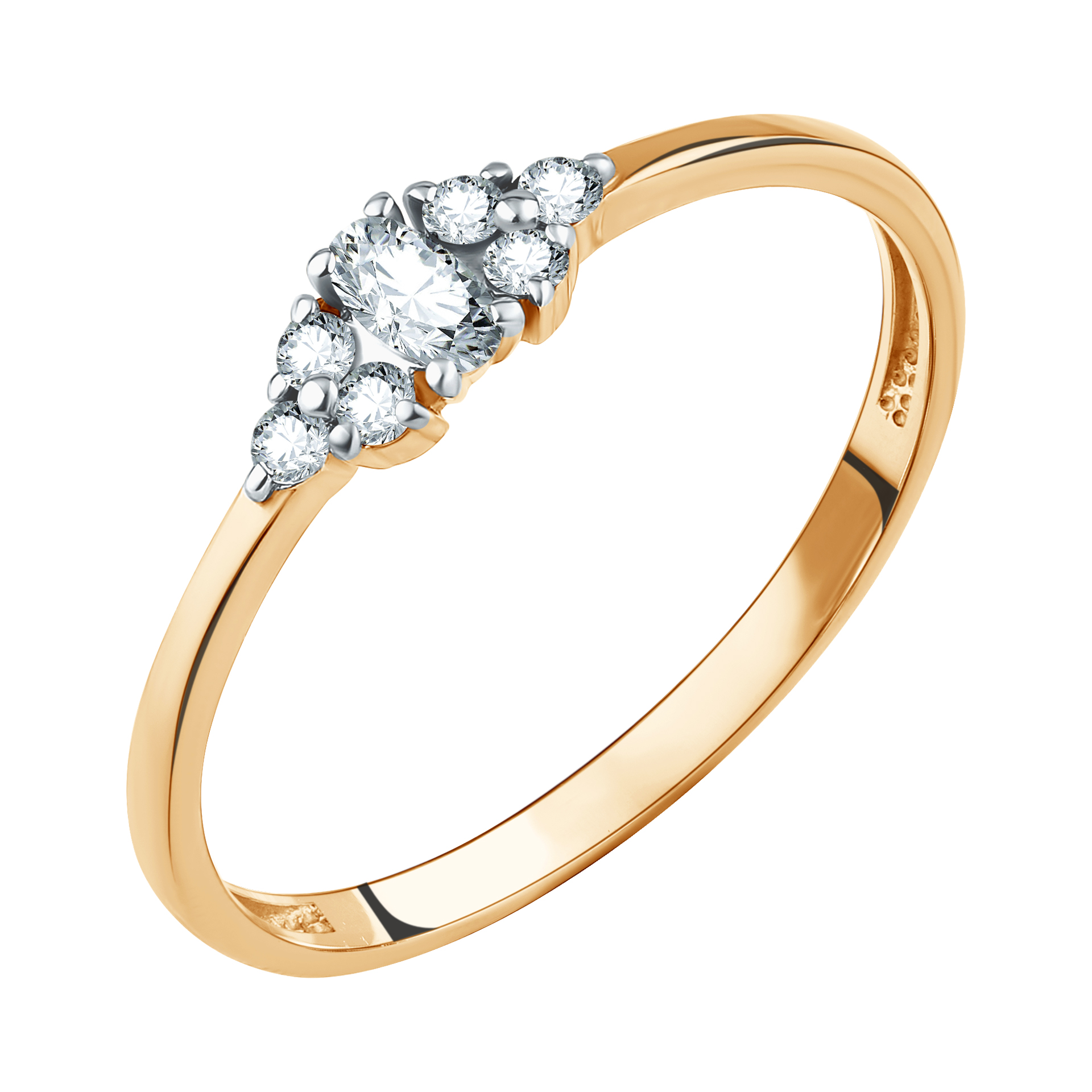 Кольцо из красного золота с фианитами