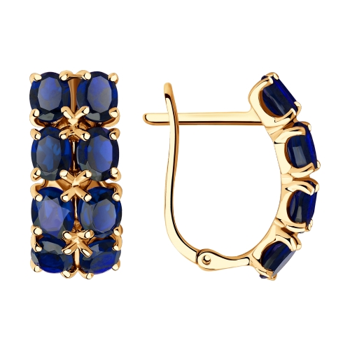 Серьги из красного золота с корундами