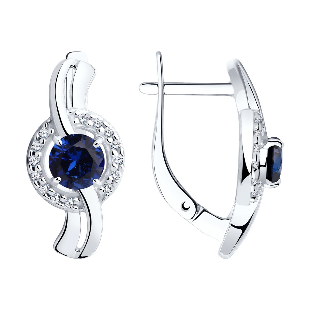 Серьги из серебра с корундами и фианитами