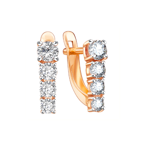 Серьги из красного золота с фианитами