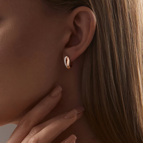 Серьги из красного золота с фианитами