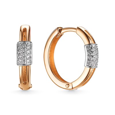 Серьги конго из красного золота с фианитами