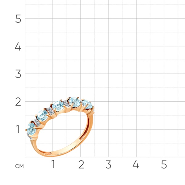 Кольцо из красного золота с топазом и фианитами