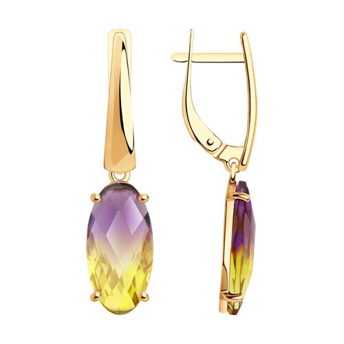 Серьги из красного золота с ситаллами