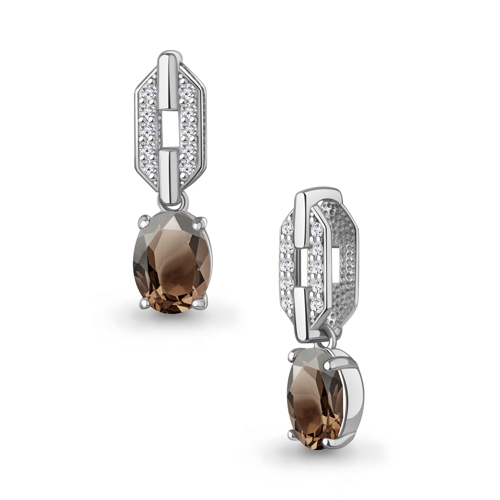 Подвеска из серебра с раухтопазом и фианитами