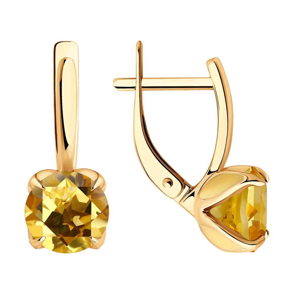 Серьги из красного золота с цитринами