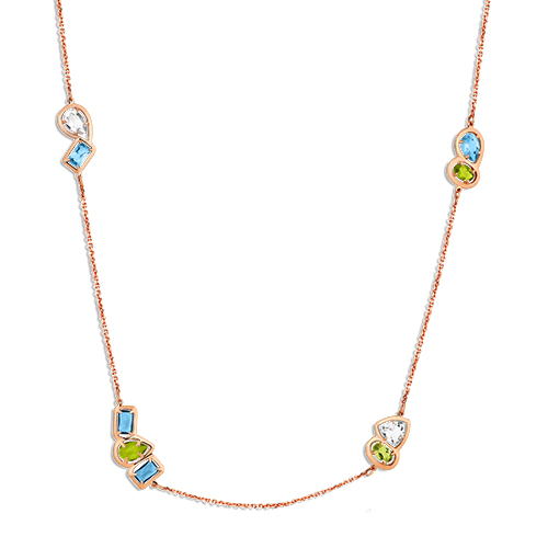 Колье из красного золота с миксом камней