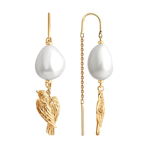 Серьги из красного золота с жемчугом