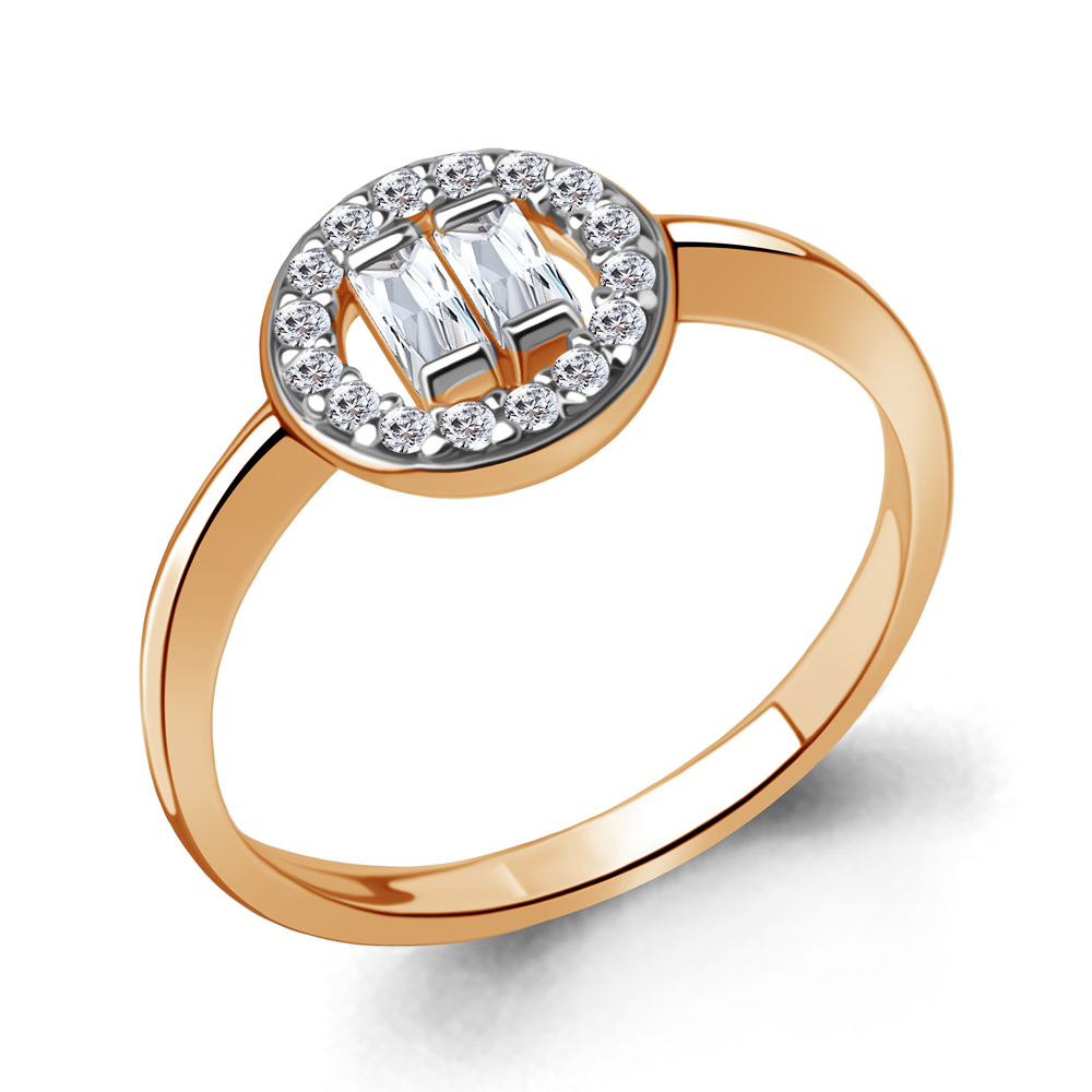 Кольцо из красного золота с фианитами