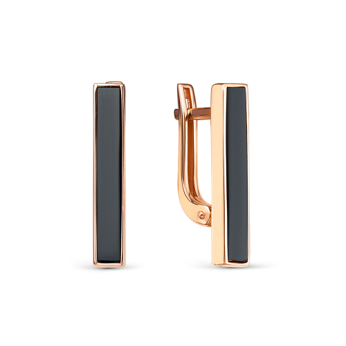 Серьги из красного золота с ониксом