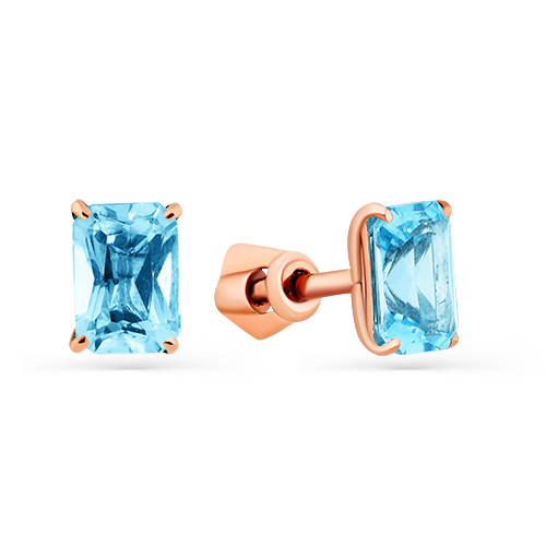 Серьги-пусеты из красного золота с топазами