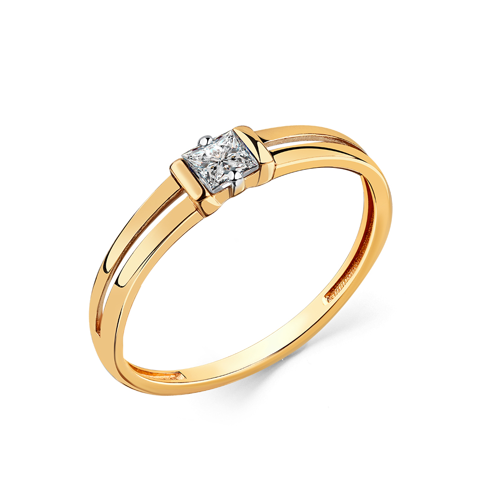 Кольцо из красного золота с фианитом