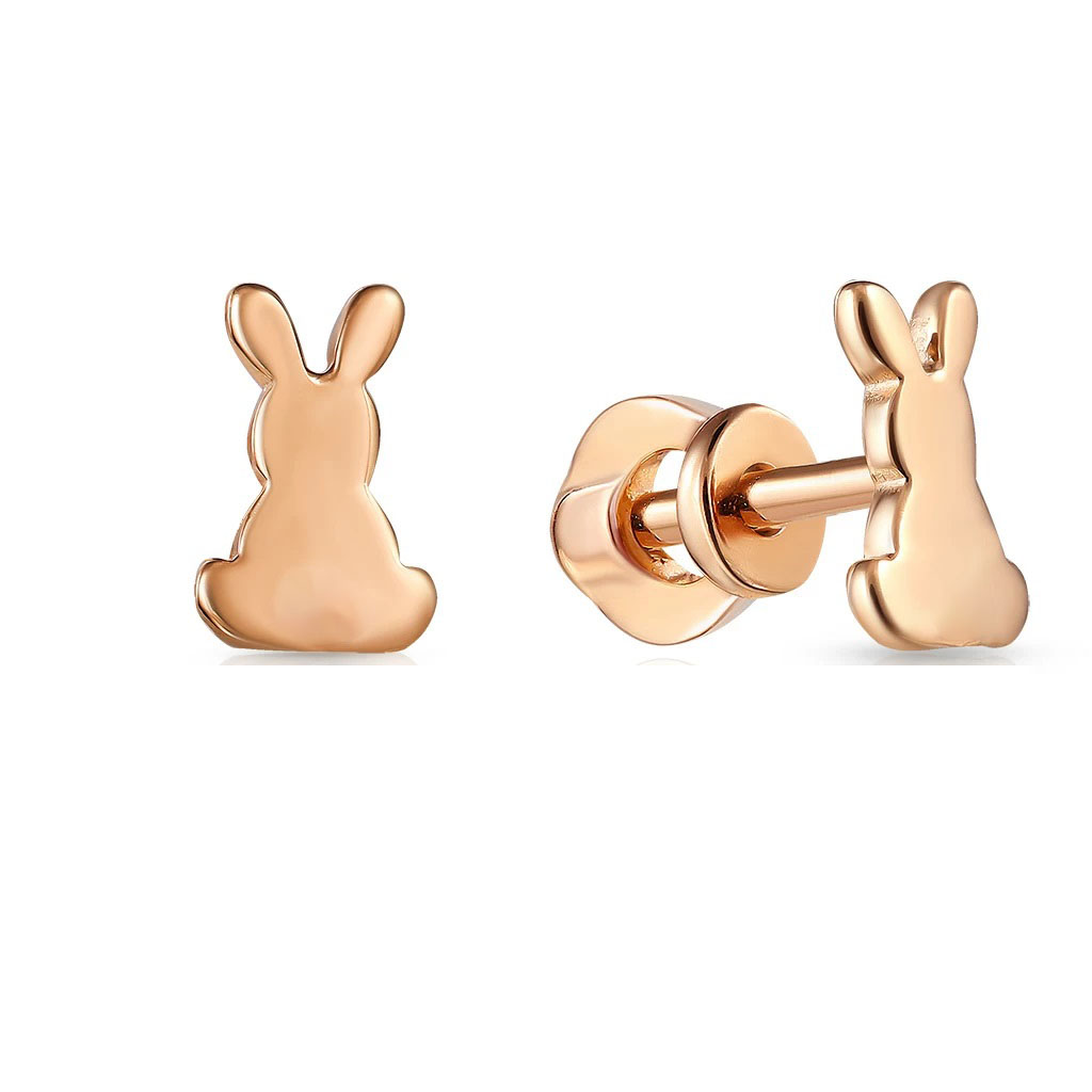 Серьги пусеты из красного золота