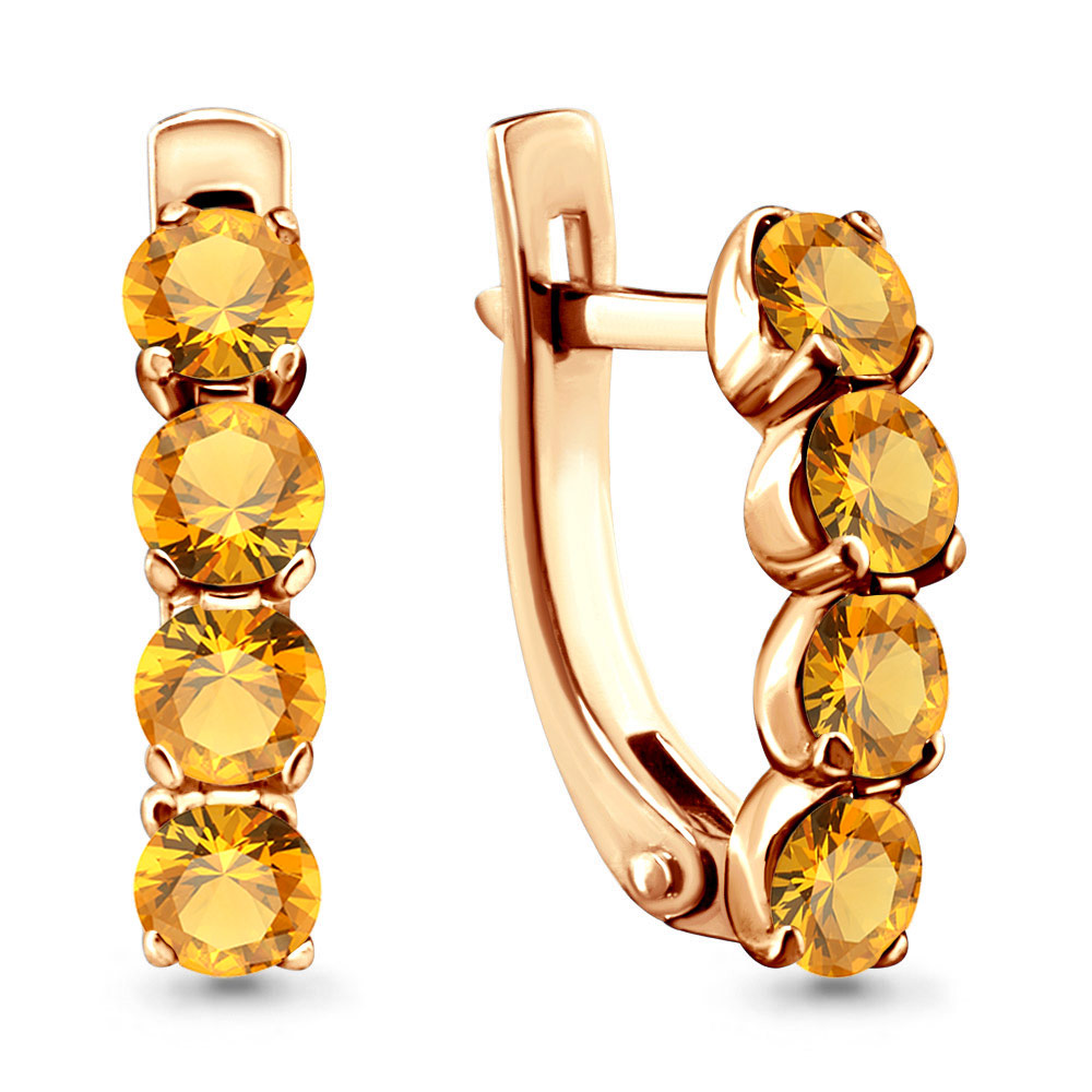 Серьги из красного золота с цитринами