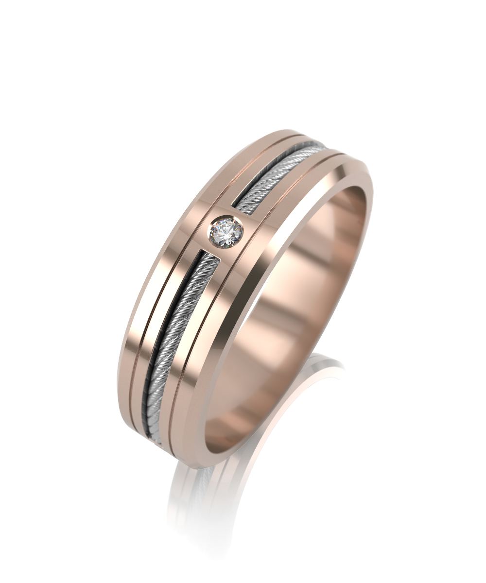 Кольцо из комбинированного золота с фианитом