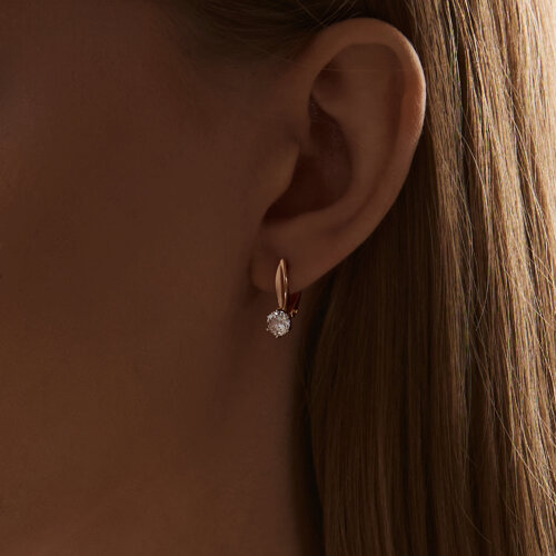 Серьги из красного золота с фианитами