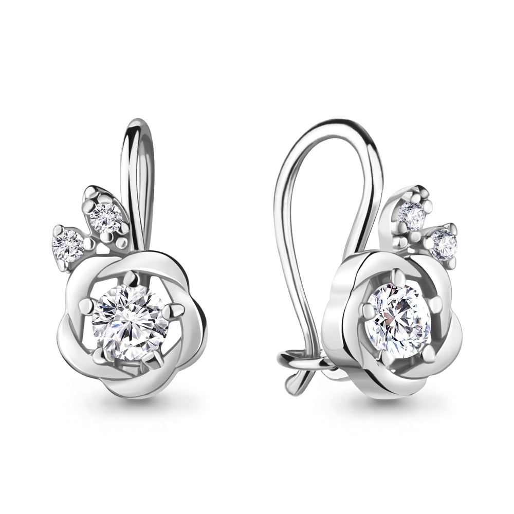 Серьги из серебра с фианитами