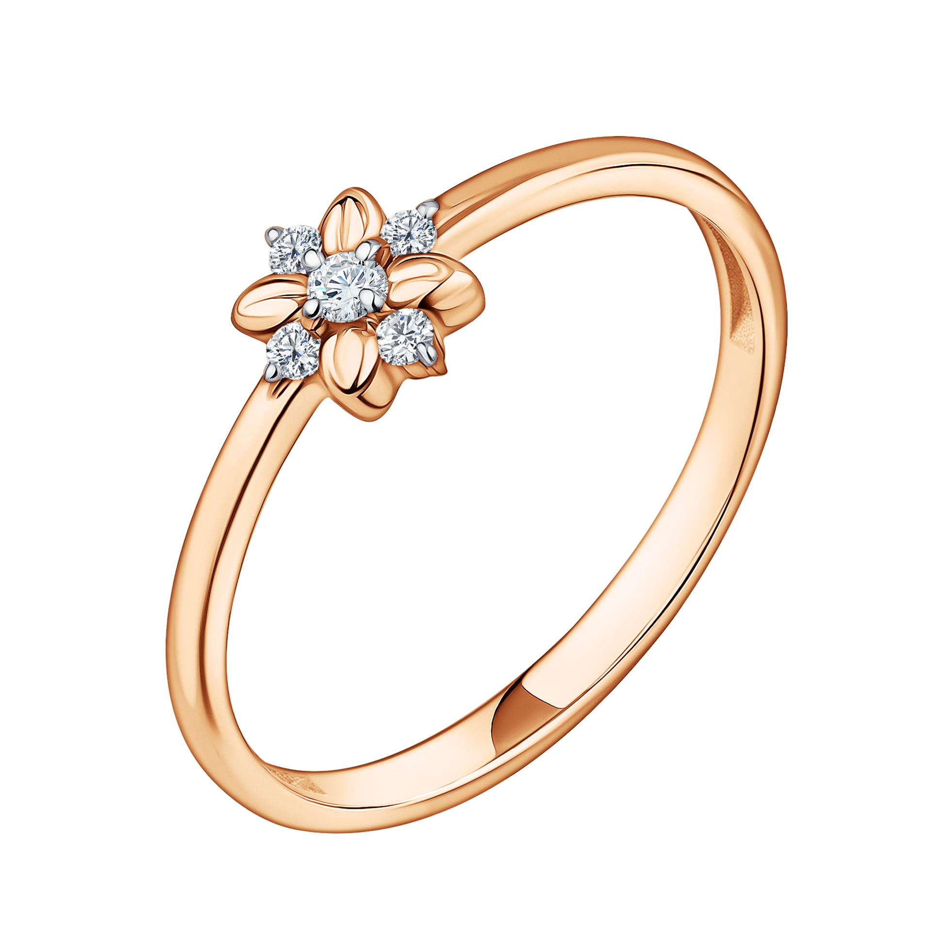 Кольцо из красного золота с фианитами