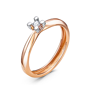 Кольцо из красного золота с бриллиантом