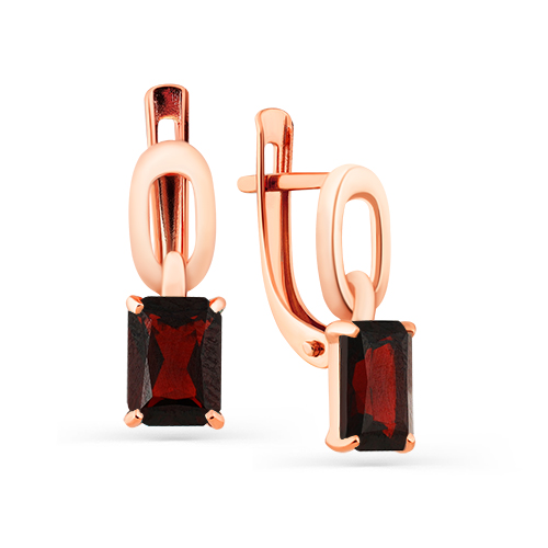 Серьги из красного золота с гранатами