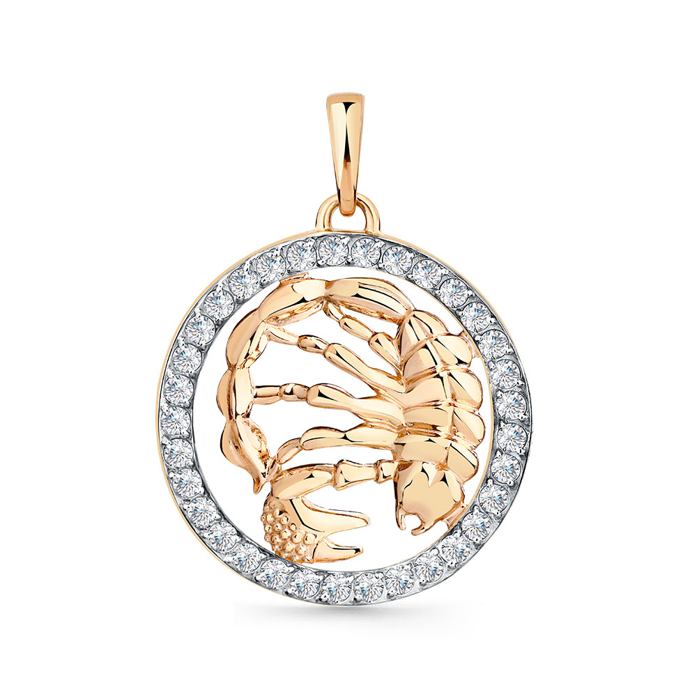 Подвеска из красного золота с фианитами «Зодиак Скорпион»