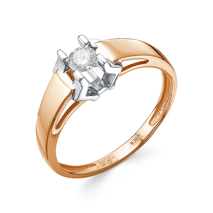 Кольцо из красного золота с бриллиантом