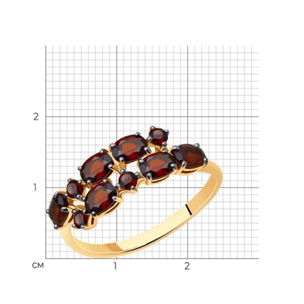 Кольцо из золота с гранатами
