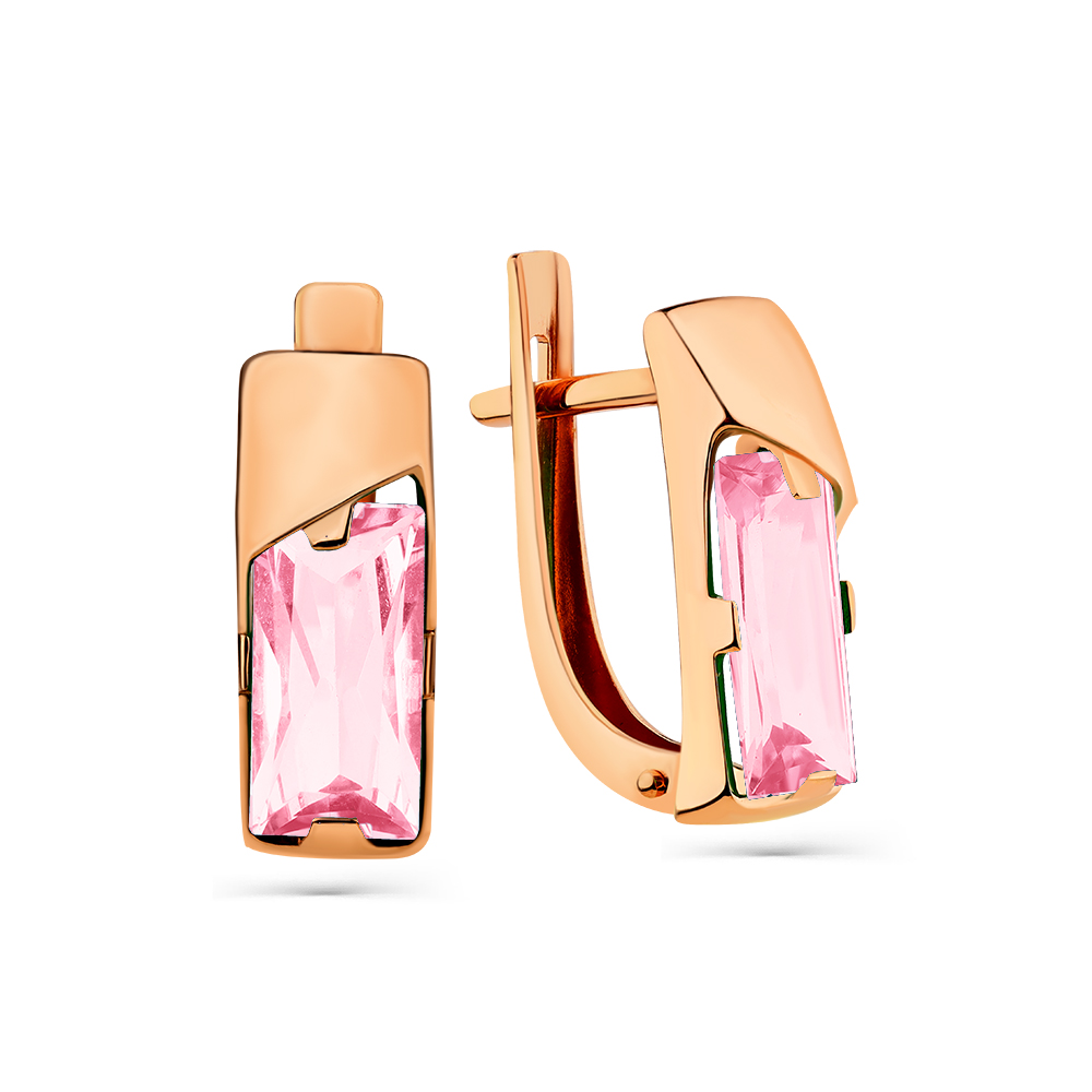 Серьги из красного золота с морганитами