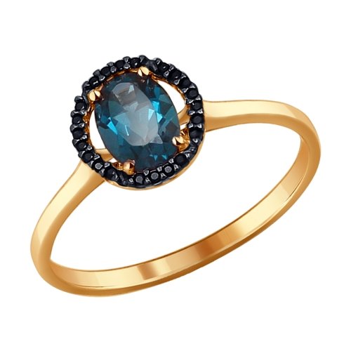 Кольцо из красного золота с топазом и фианитами