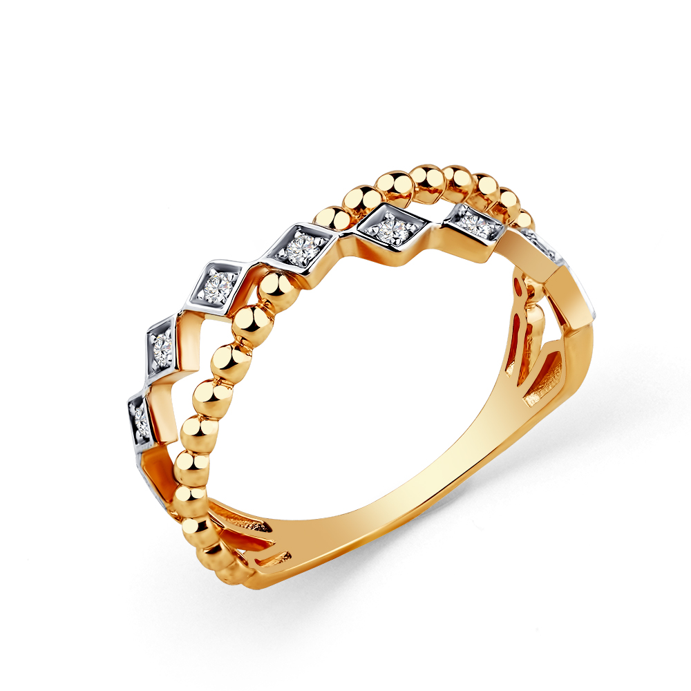 Кольцо из красного золота с фианитами