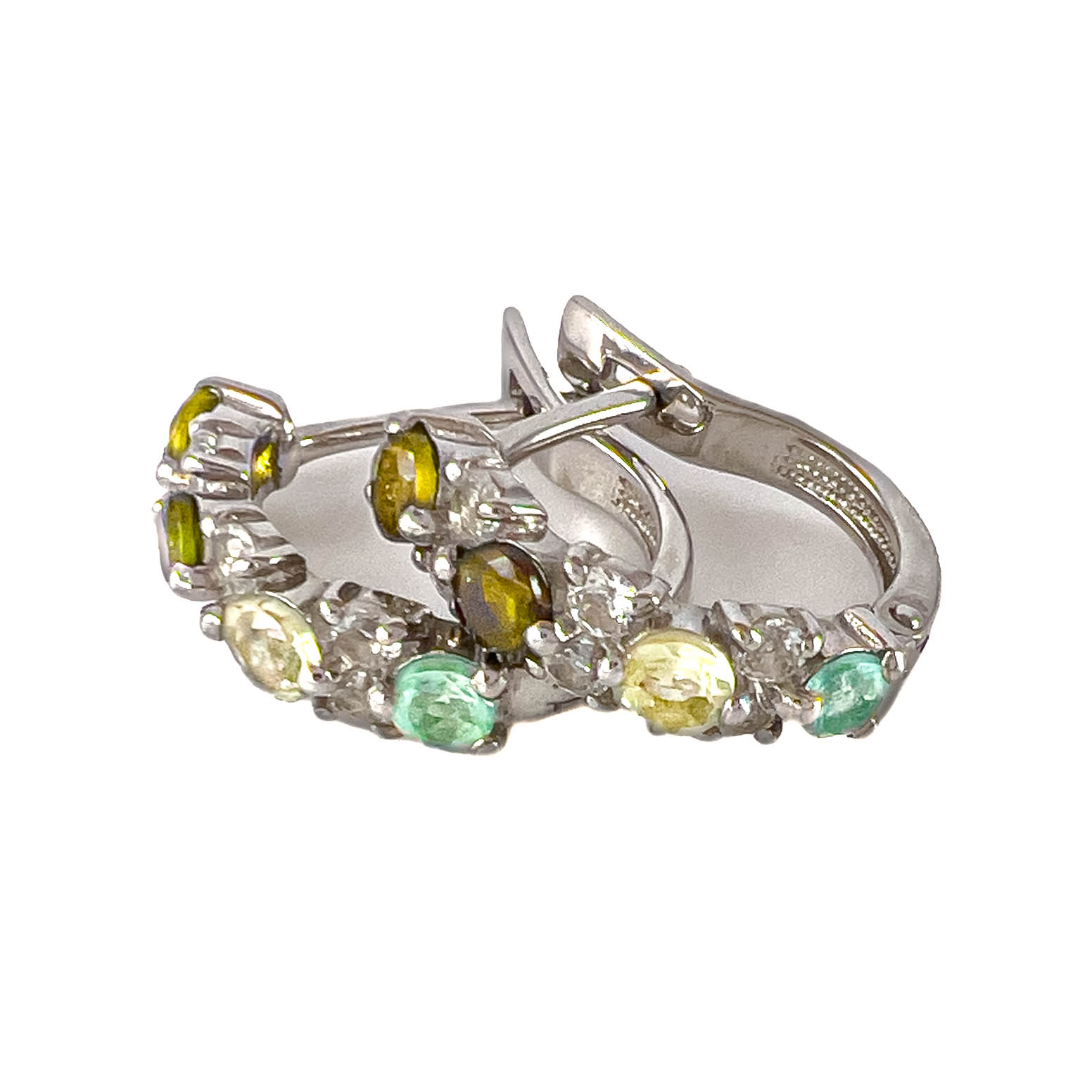 Серьги из серебра с топазом и турмалином