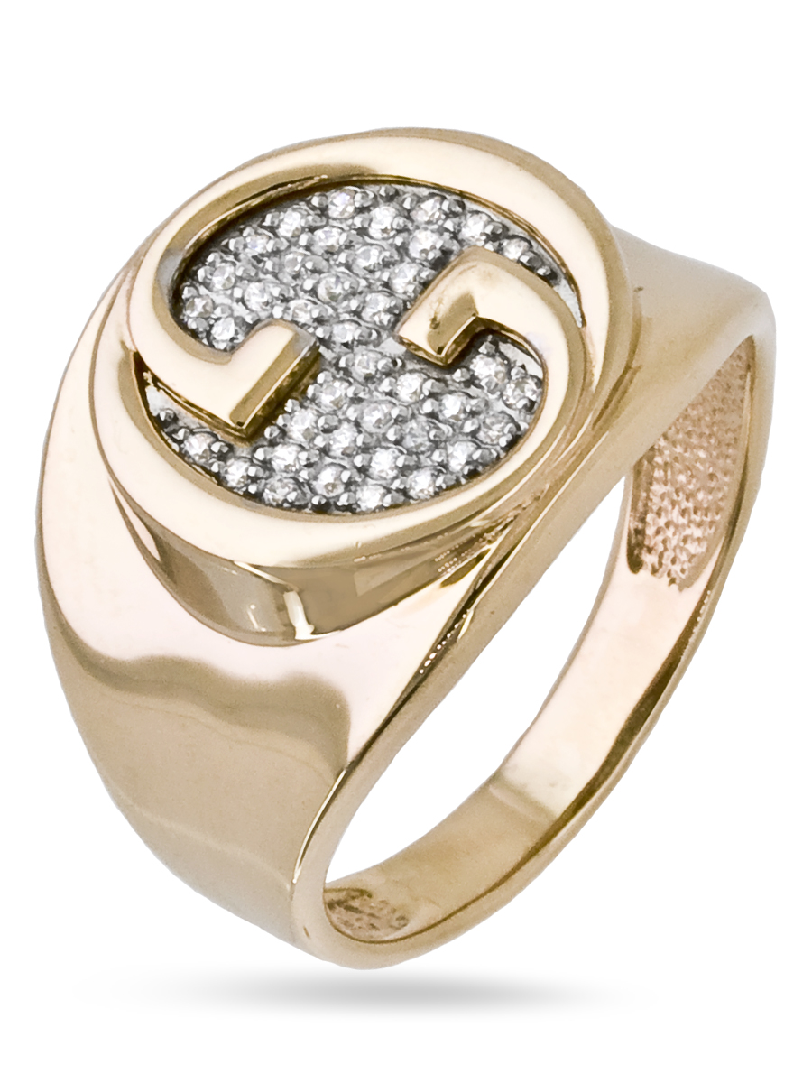 Кольцо из красного золота с фианитами