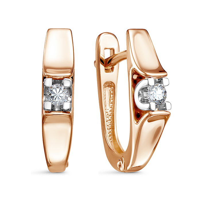 Серьги из красного золота с бриллиантами