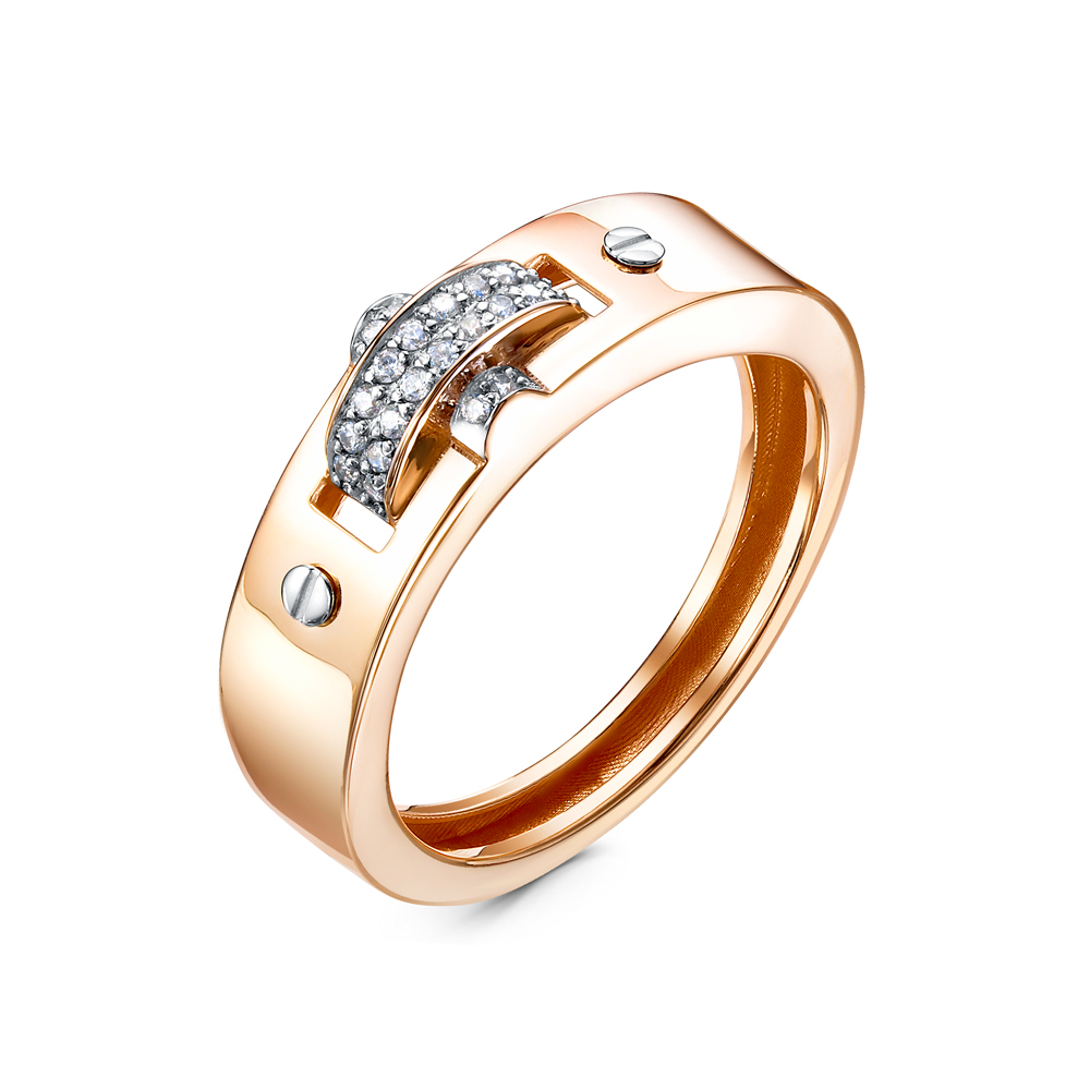 Кольцо из красного золота с фианитами