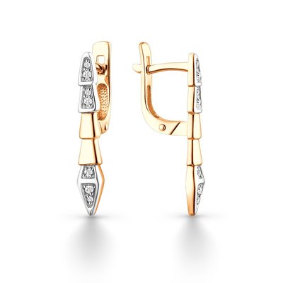 Серьги из желтого золота с фианитами