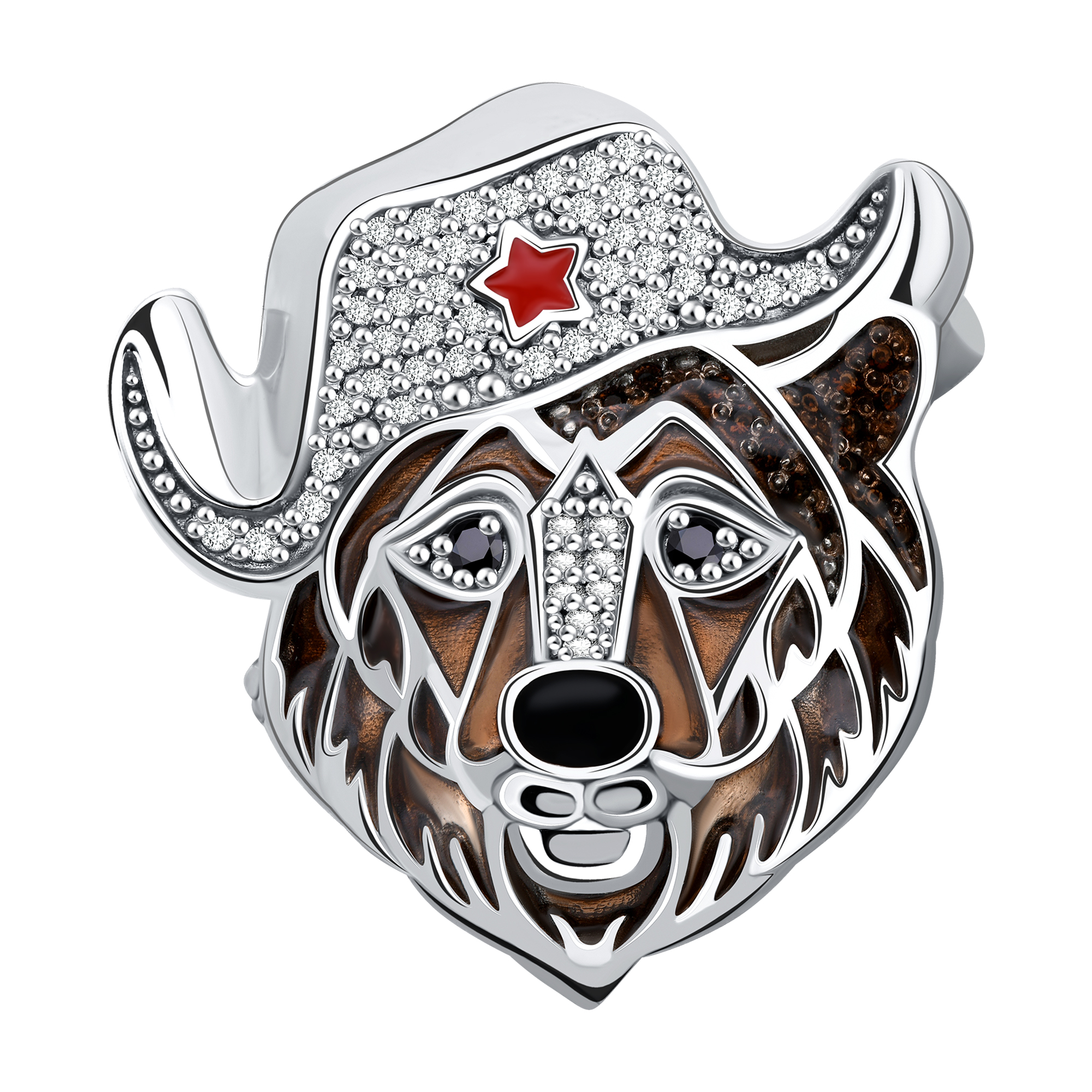 Брошь из серебра с фианитами