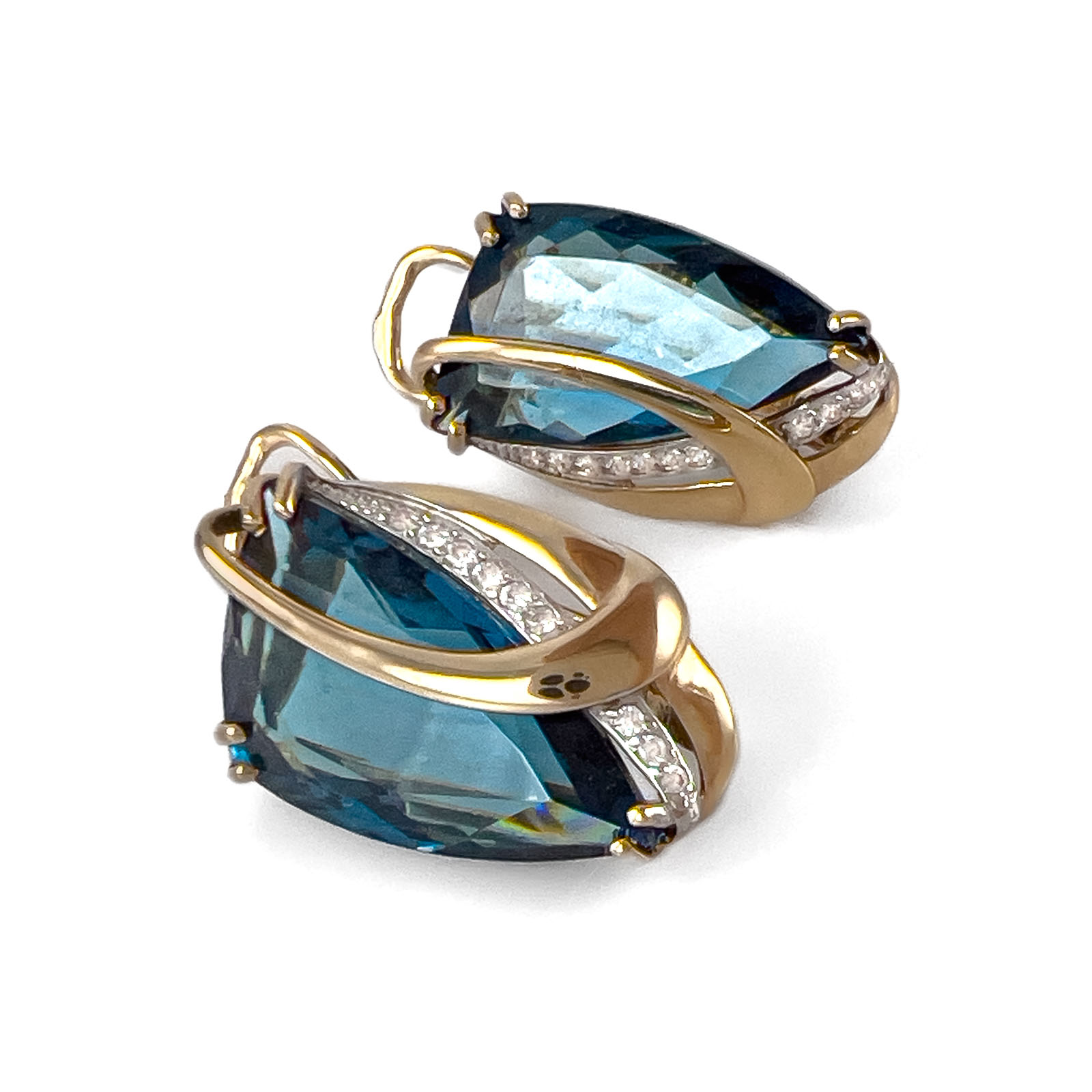 Серьги из золота с топазом и фианитами