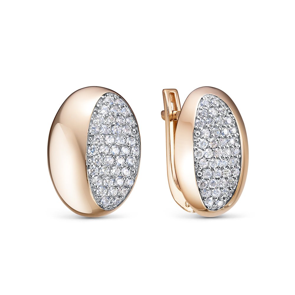 Серьги из красного золота с фианитами