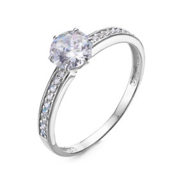 Кольцо из белого золота с фианитами