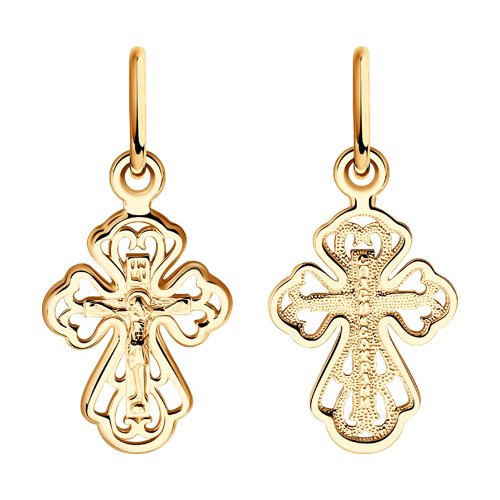 Крестик православный из красного золота